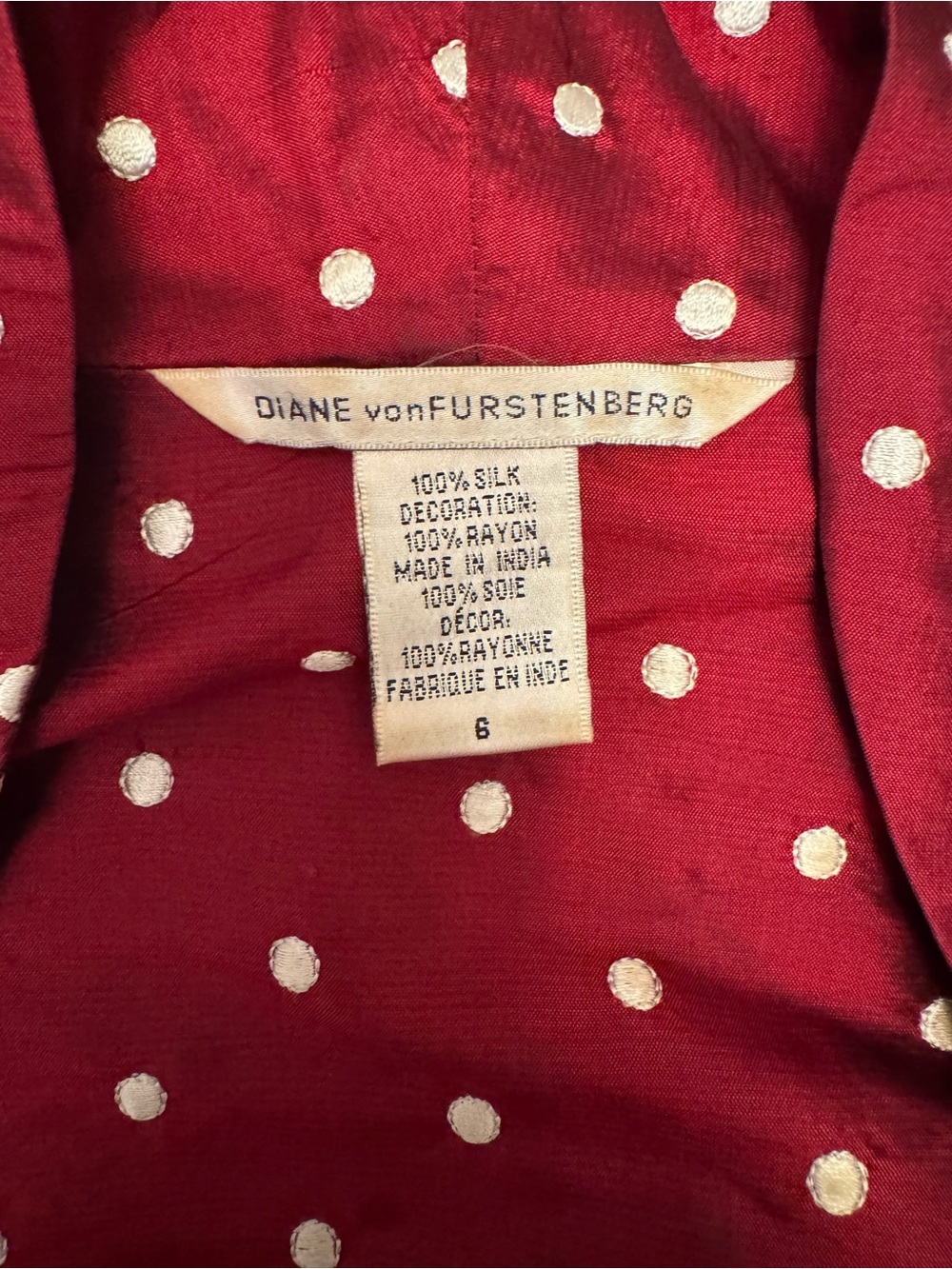 Diane Von Furstenberg Red Polka Dot Wrap Midi Dress - Picture 4 of 7